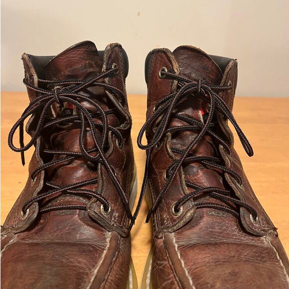 Irish Setter Ashby Work Boots Men 9 D Moc Toe Safety Toe Brown Leather Thrashed - Picture 9 of 11